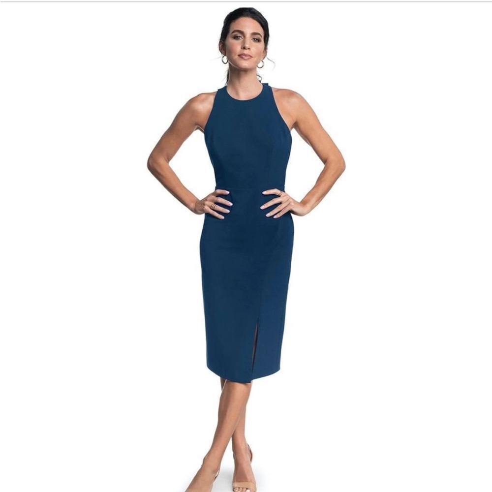 NWT Emme dress, bow open back sheath halter midi
